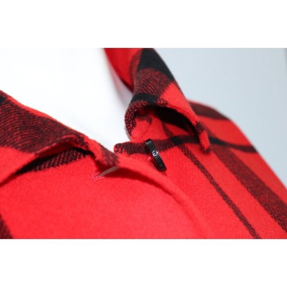 Weekend Max Mara Women's Medium Red Jacket Plaid Front Pocket Button Down Fleece - Picture 4 of 9